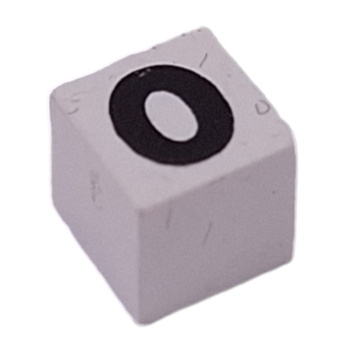 Lego Modulex Tile 1 x 1 with Black '0' Print, Black Lining on Sides Only