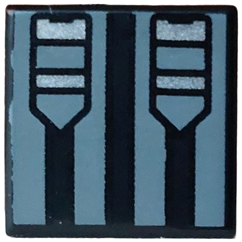 Lego Tile 1 x 1 with Backpack Front with Dark Bluish Gray Stripes and Silver Clasps Pattern
