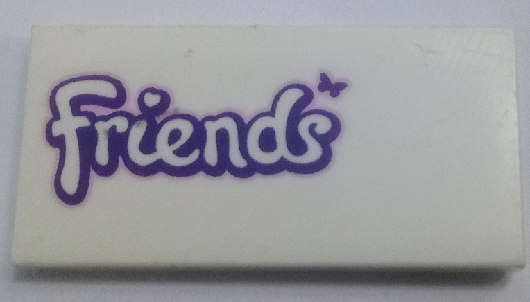 Lego Tile 2 x 4 with Friends Logo with Butterfly Pattern