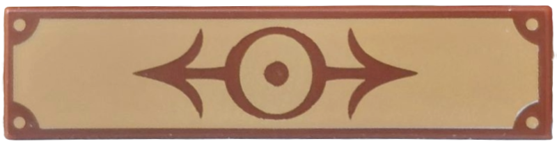 Lego Tile 1 x 4 with Dark Brown Train Logo on Medium Nougat Background Pattern / Reddish Brown
