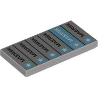 Lego Tile 2 x 4 with Grey, Azure MEARSK Shipping Containers Print / Light Bluish Gray