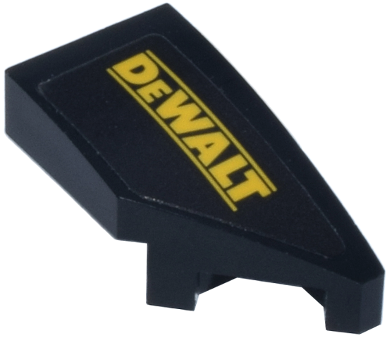 Lego Wedge 2 x 1 x 2/3 Right with Yellow 'DEWALT' Logo Pattern (Sticker) - Set 77251