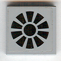 Lego Tile 2 x 2 with Black Fan Pattern (Sticker) - Set 7709 / Light Bluish Gray