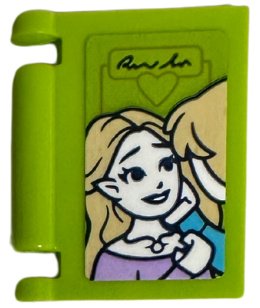 Lego Minifigure, Utensil Book Cover with Elf Minifigure with Lavender Dress, Pointed Ears, Heart, and Signature Pattern (Sticker) - Set 41740
