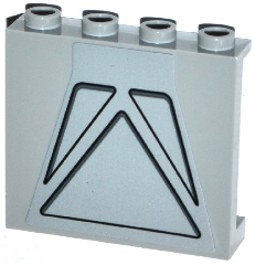 Lego Panel 1 x 4 x 3 with Side Supports - Hollow Studs with 3 Triangular Depressions Pattern (Sticker) - Set 75139 / Light Bluish Gray
