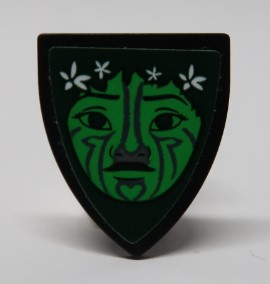 Lego Minifigure, Shield Triangular Short with Te Fiti Green Face and White Flowers Pattern (Sticker) - Set 41150