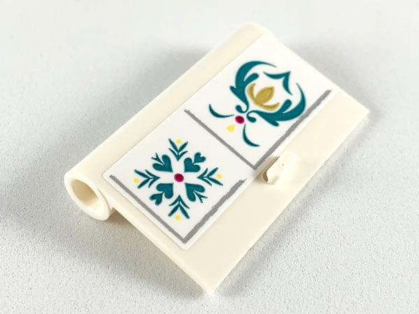 Lego Door 1 x 3 x 4 Left - Open Between Top and Bottom Hinge with Ornate Arendelle Crest Flower Pattern (Sticker) - Set 41167