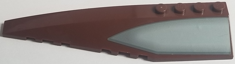 Lego Wedge 12 x 3 Left with Gray Window Pattern (Sticker) - Set 7752 / Reddish Brown