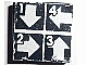 Lego Tile 2 x 2 with White Number 1, Number 2, Number 3, Number 4, Crossed Lines, and Arrows Down, Left, Right, Up Pattern (Sticker) - Set 8094