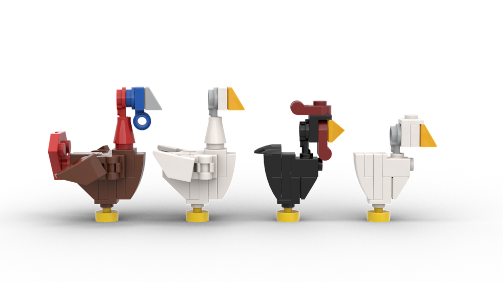 Lego Duck, Chicken, Goose, and Turkey