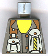 Lego Torso Rock Raiders Two Pouches on Chest Pattern (Docs) / Dark Gray