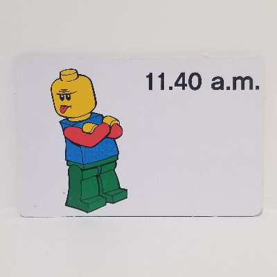 Lego Activity Card, Time-Teaching 12-Hour Clock 11.40 a.m. / [No Color/Any Color]