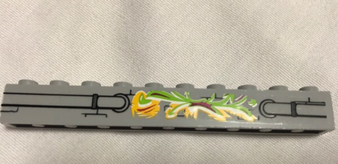 Lego Brick 1 x 10 with Pipes and Lime and Light Orange Splash Pattern (Sticker) - Set 79117