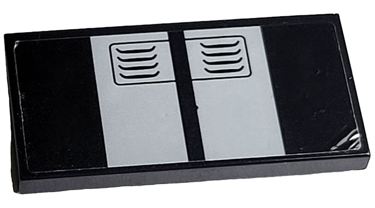 Lego Tile 2 x 4 with Light Bluish Gray Stripes and Air Vents Pattern (Sticker) - Set 75881 / Black