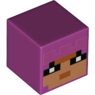 Lego Minifig Head Special, Cube with Pixelated Medium Nougat Face, Black Eyes Print