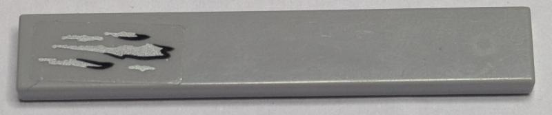 Lego Tile 1 x 6 with Silver and Black Dirt Pattern (Sticker) - Set 76083 / Light Bluish Gray