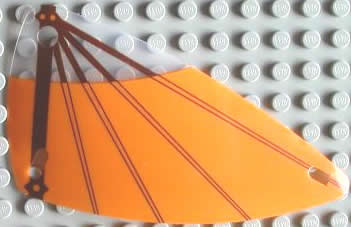 Lego Plastic Triangle 6 x 12 Wing with Brown Spars and Orange Cloth Pattern / Trans-Clear
