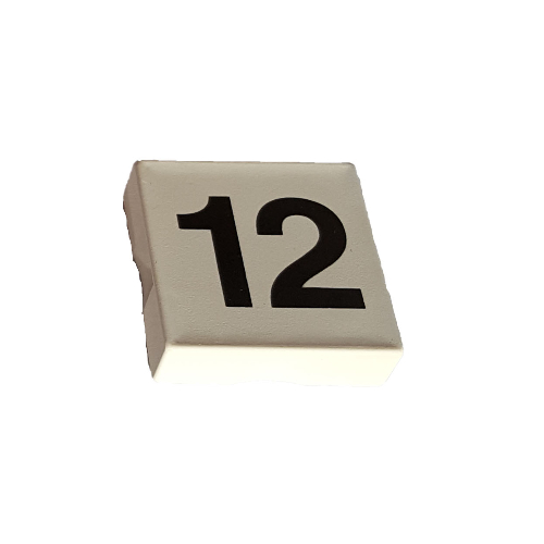 Lego Duplo Tile 2 x 2 with '12' Print / White