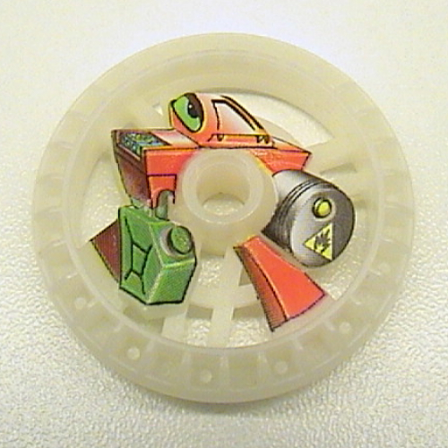 Lego Technic Disc 5 x 5 Notched, Fuel Print / Glow In Dark Opaque