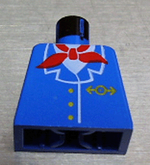 Lego Torso Train Jacket and Red Scarf Pattern / Blue