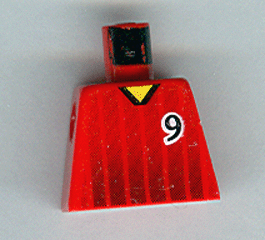 Lego Torso Soccer Black Fading Stripes and Number 9 Front and Back Pattern / Red