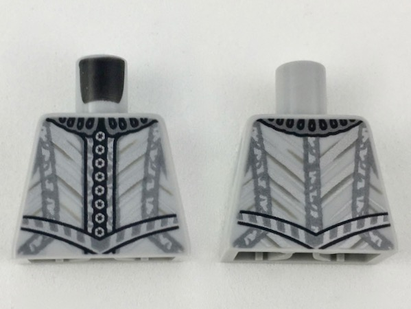 Lego Torso Doublet Silver Collar, Buttons, and Trim Lines Pattern / Light Bluish Gray