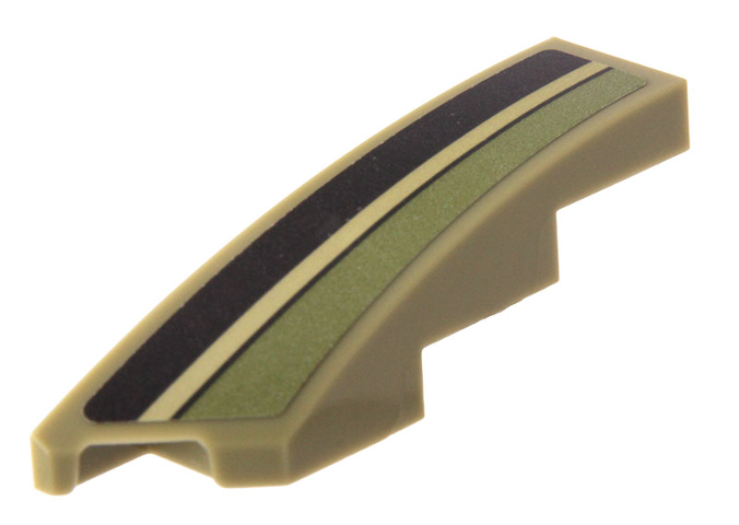 Lego Wedge 4 x 1 Left with Black and Gold Stripes Pattern (Sticker) - Set 76923