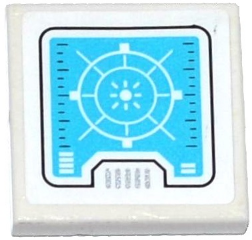 Lego Tile, Modified 2 x 2 Inverted with Medium Azure Radar Screen Pattern (Sticker) - Set 70173 / White