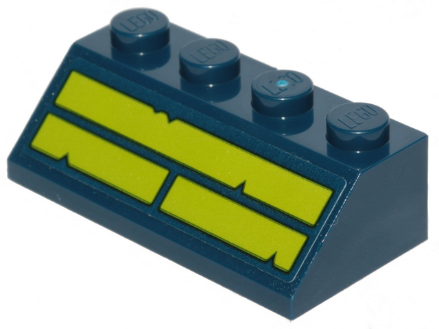 Lego Slope 45 2 x 4 with Three Lime Stripes with Cut Out Edges Pattern (Sticker) - Set 70839