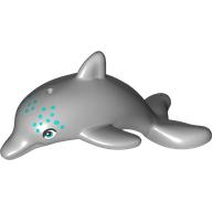 Lego Animal, Dolphin, Jumping with Bottom Axle Holder with Dark Turquoise Eyes, Spots print