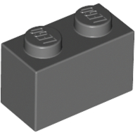 Lego Brick 1 x 2 / Dark Bluish Gray