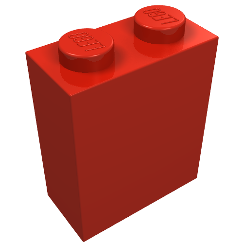 Lego Brick 1 x 2 x 2 with Inside Axle Holder / Red