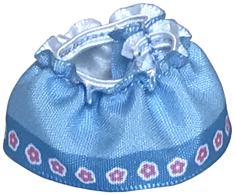 Lego Duplo Skirt Satin with Dark Azure Trim, Lavender Flower Print / Bright Light Blue