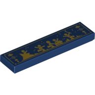 Lego Tile 1 x 4 with Golden Silhouettes of Figures Playing In Snow/Ice Print