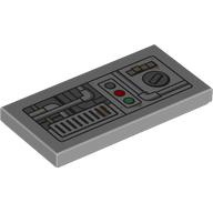 Lego Tile 2 x 4 with Control Panel Print / Light Bluish Gray
