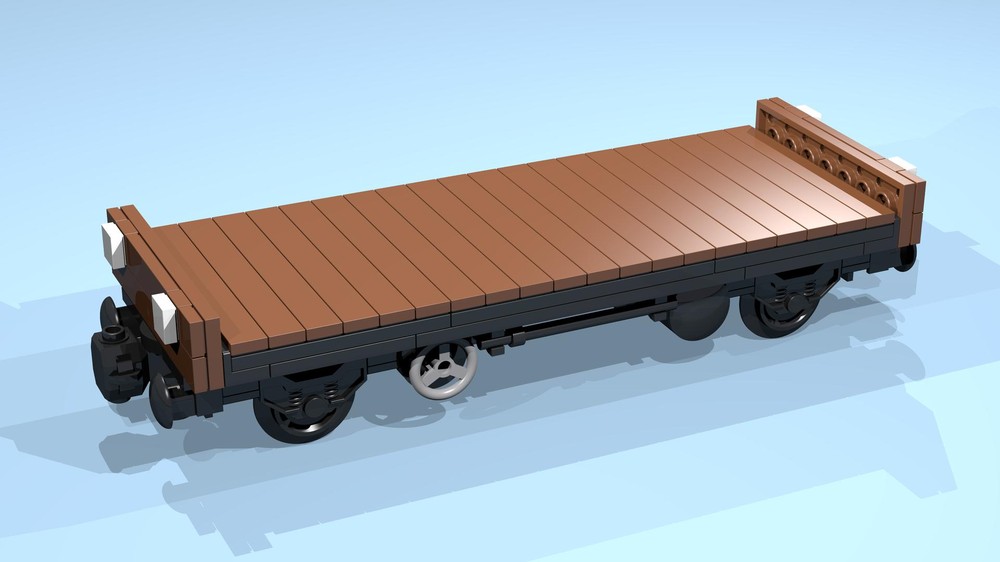 Lego 4-Wheel Flatbed Wagon (SNOT, brown, 8 studs wide)