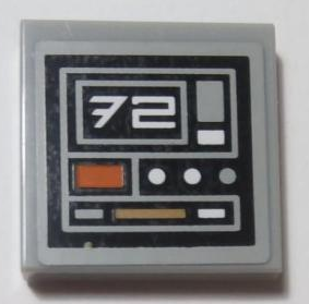 Lego Tile 2 x 2 with SW Control Panel with Number 72, Dark Orange, Dark Tan, Light Bluish Gray and White Dots and Rectangles Pattern Model Right Side (Sticker) - Set 75059