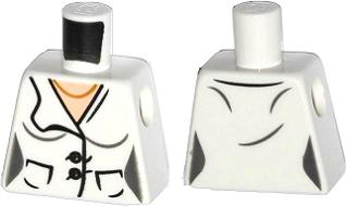 Lego Torso Female Suit Jacket with 2 Pockets, Buttons and Gold Necklace Pattern / White