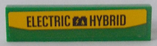 Lego Tile 1 x 4 with 'ELECTRIC HYBRID' Pattern (Sticker) - Set 60154 / Green