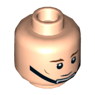 Lego Minifig Head Rebel Trooper, Reddish Brown Eyebrows, Black Chinstrap, Neutral / Frown Print / Light Nougat