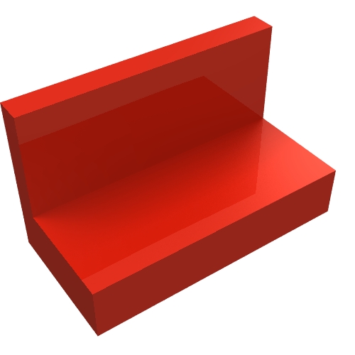 Lego Panel 1 x 2 x 1 [Square Corners] / Red