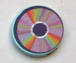 Lego Tile, Round 2 x 2 with CD Pastel Sectors Pattern (Sticker) - Set 3142 / Aqua