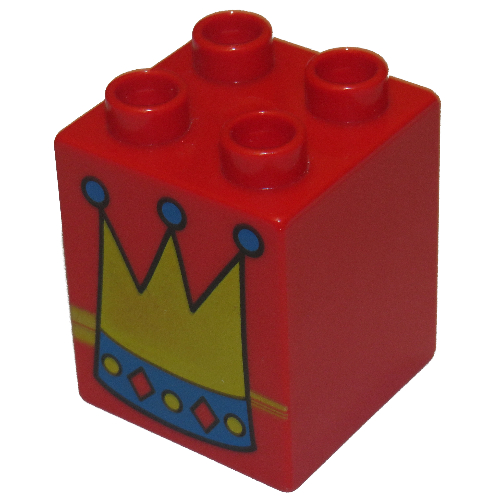 Lego Duplo Brick 2 x 2 x 2 with Crown Print