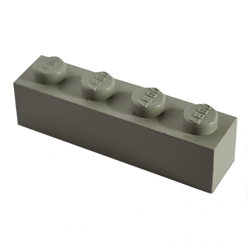 Lego Modulex Brick 1 x 4 with LEGO on Stud / Modulex Light Gray