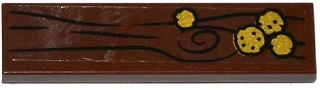 Lego Tile 1 x 4 with Wood Grain and 4 Gold Coins (2 Small / 2 Large) Pattern (Sticker) - Set 79008 / Reddish Brown
