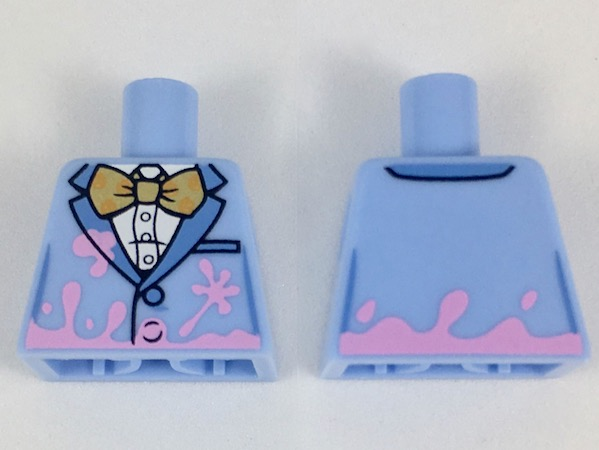 Lego Torso Jacket with Gold Bow Tie and Bright Pink Splotches Pattern / Bright Light Blue