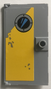 Lego Door 1 x 4 x 6 with Stud Handle with Porthole on Worn Yellow Background Pattern (Sticker) - Set 75157