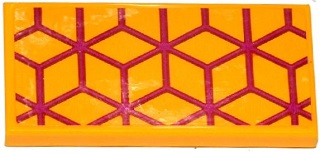 Lego Tile 2 x 4 with Magenta Diamond Cube Geometric Pattern (Sticker) - Set 41135 / Bright Light Orange
