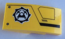 Lego Slope, Curved 4 x 2 with Mining Logo and Black Lines Pattern Model Right Side (Sticker) - Set 60188