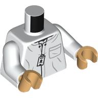 Lego Torso, Lab Coat, ID Badge Print, White Arms, Warm Tan Hands